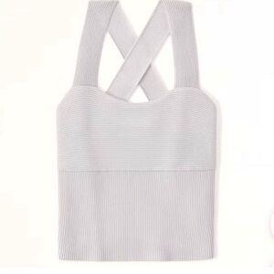 Abercrombie Ribbed Knit Cross-Back Grey Top - Large